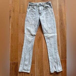 Abercrombie & Fitch Light Blue High Rise Flare Skinny Jean with Vent Hem